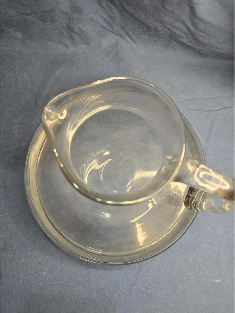 Vintage Rare Clear Glass Pitcher Jug with Handle